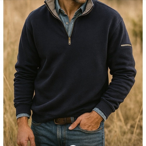 Robert Graham Other - ROBERT GRAHAM Mens XXL 2XL Mistral Blue Grey 1/4 Quarter Zip Long Sleeve Sweater